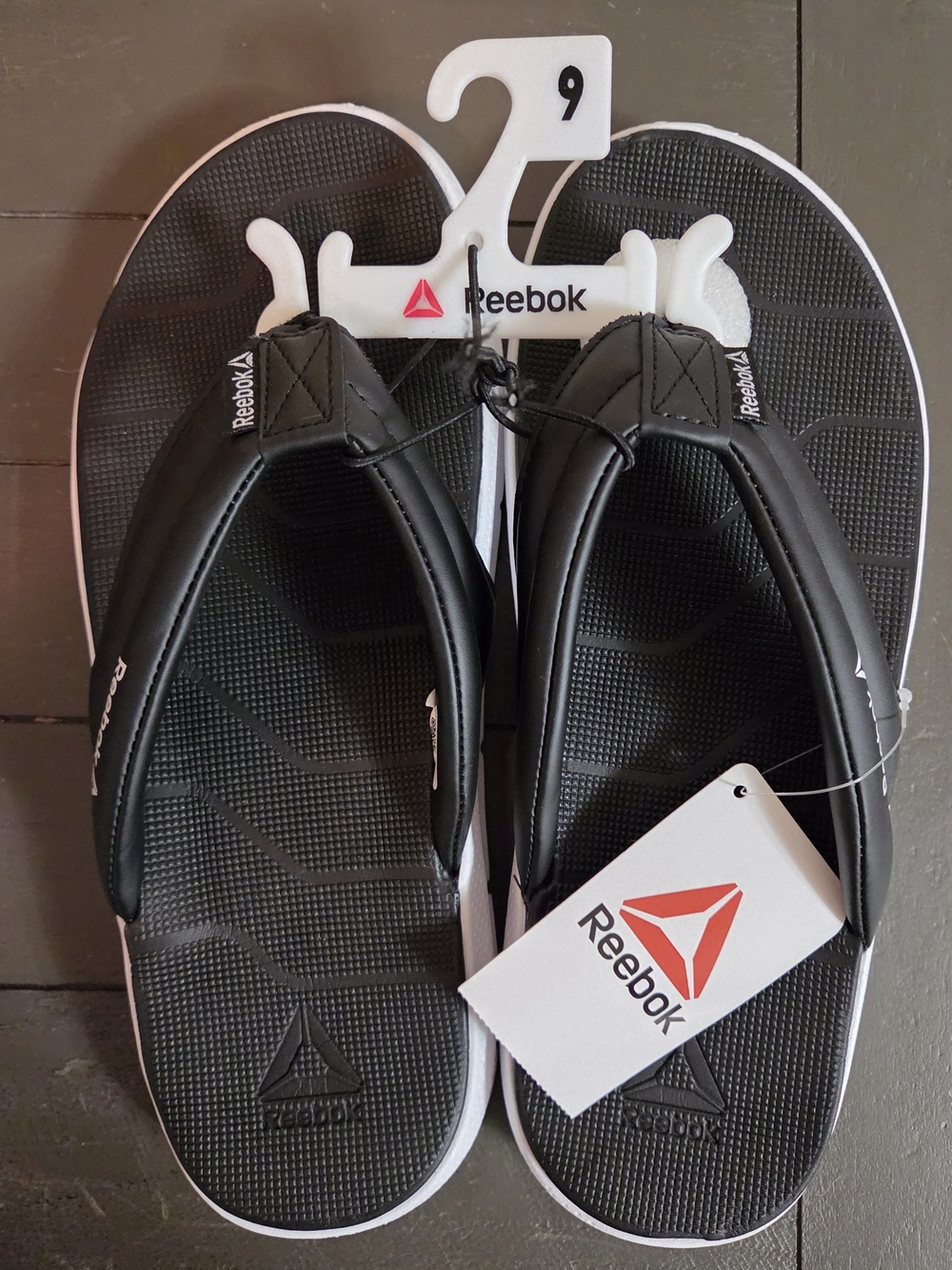 Reebok Black and White Flip Flop Sandals
